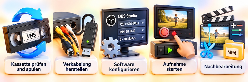 Wie digitalisieren Sie eine VHS-Kassette Schritt für Schritt?