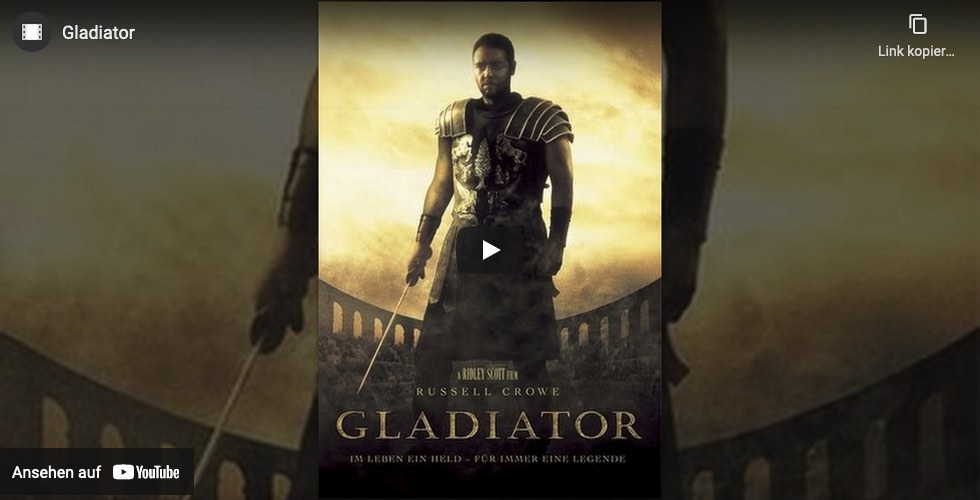 Trailer zum Film Gladiator auf Youtube