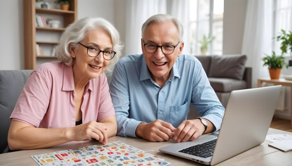 Ein Paar nimmt am Bingo-Chat-Spiel teil